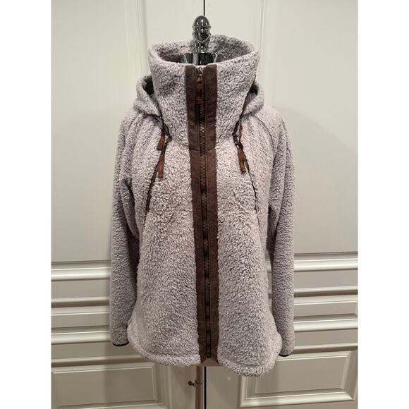 KUHL Flight Jacket Polar Fleece Fuzzy Zip Up Oatmeal beige size Large - Picture 15 of 15
